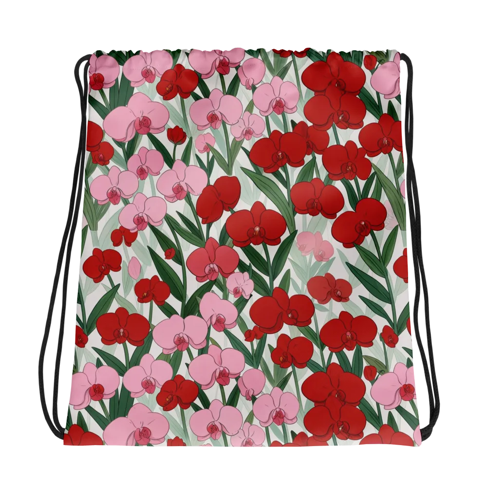 Crimson Orchid Garden on Drawstring Bag — Photo
