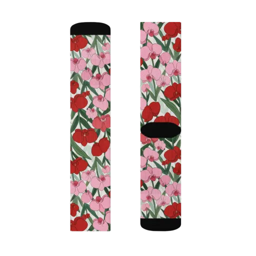Crimson Orchid Garden on a Socks