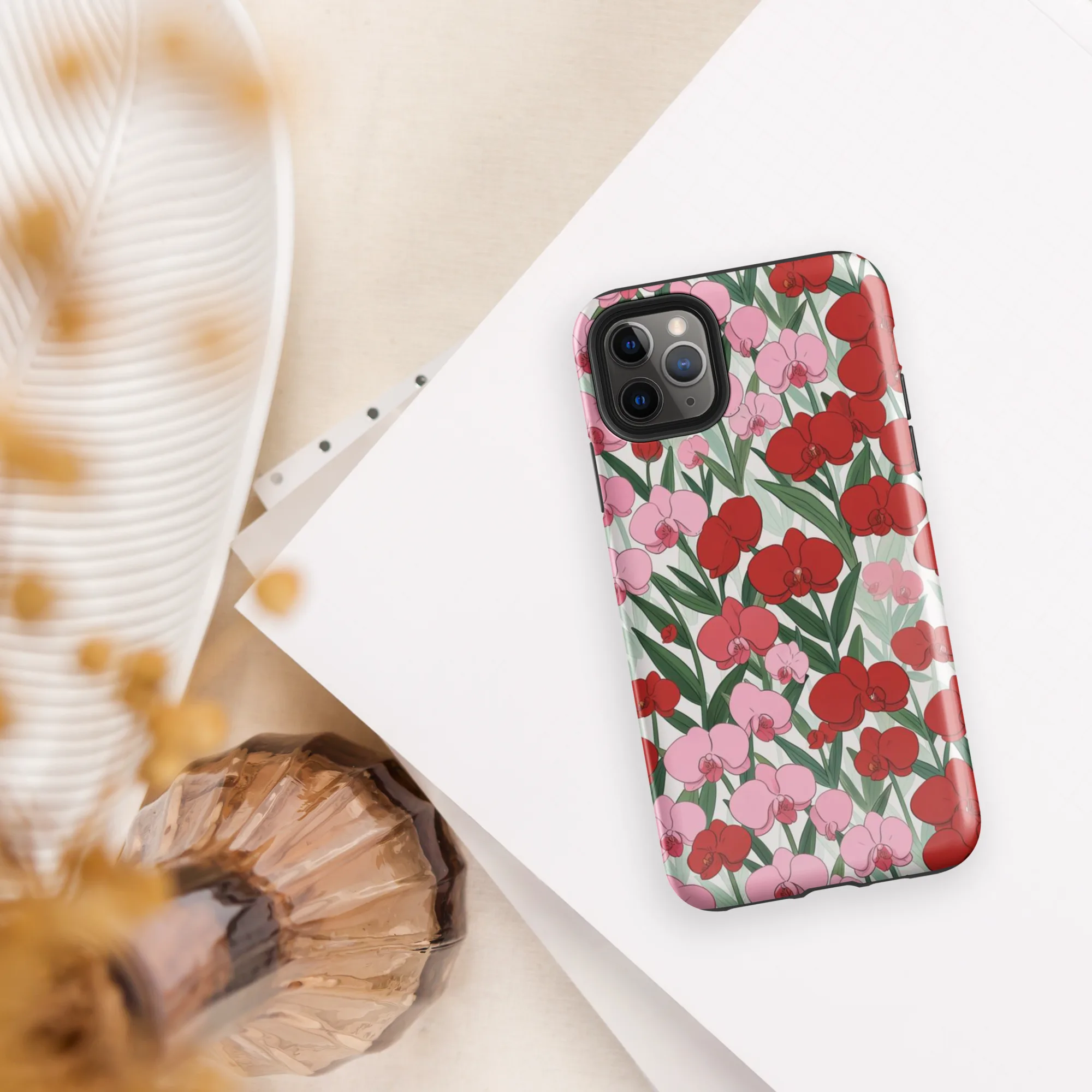 Crimson Orchid Garden on Tough Case for iPhone® — Front