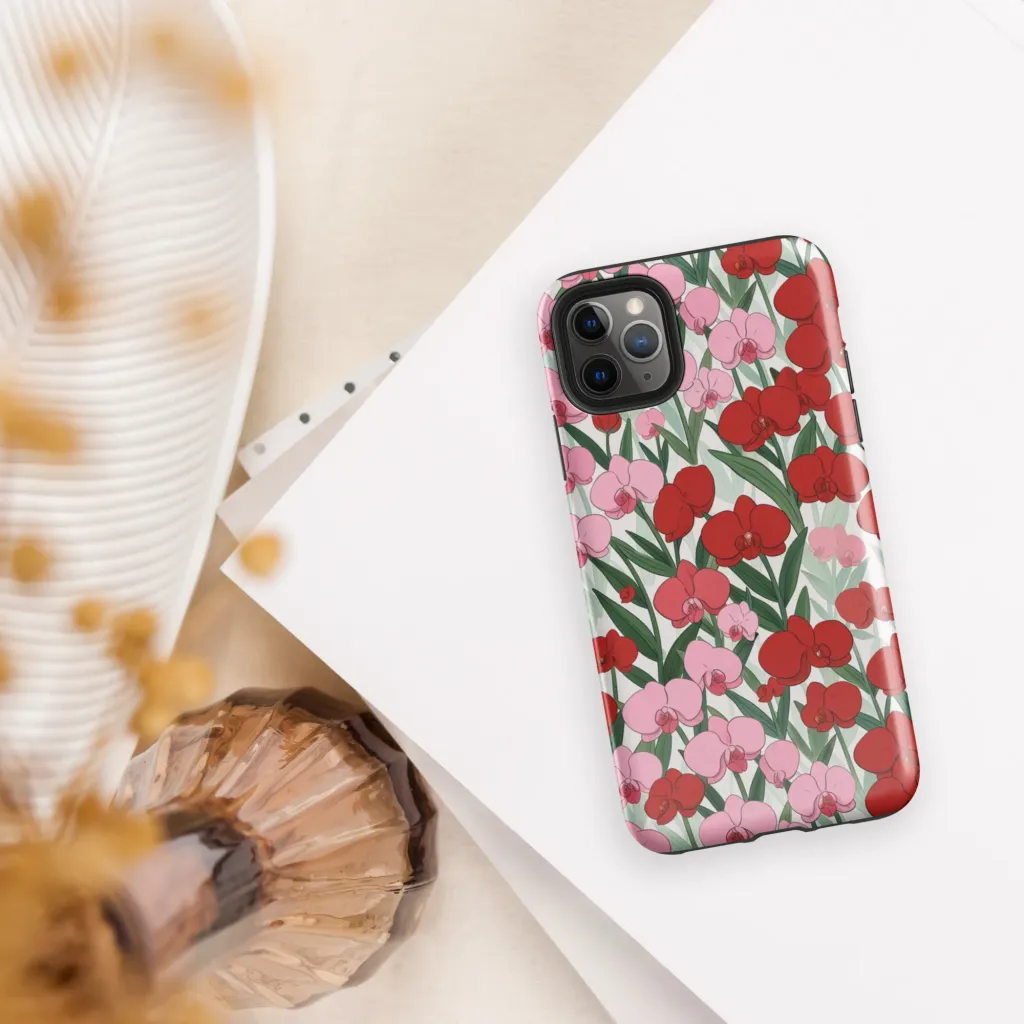 Crimson Orchid Garden on Tough Case for iPhone® — Front
