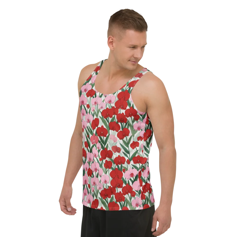 Crimson Orchid Garden on Men's Tank Top — Left Front