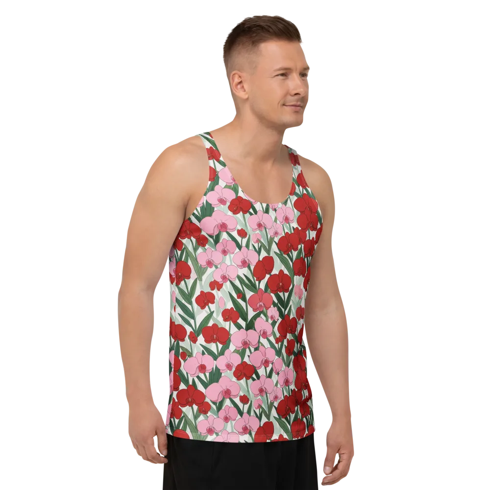 Crimson Orchid Garden on Men's Tank Top — Right Front