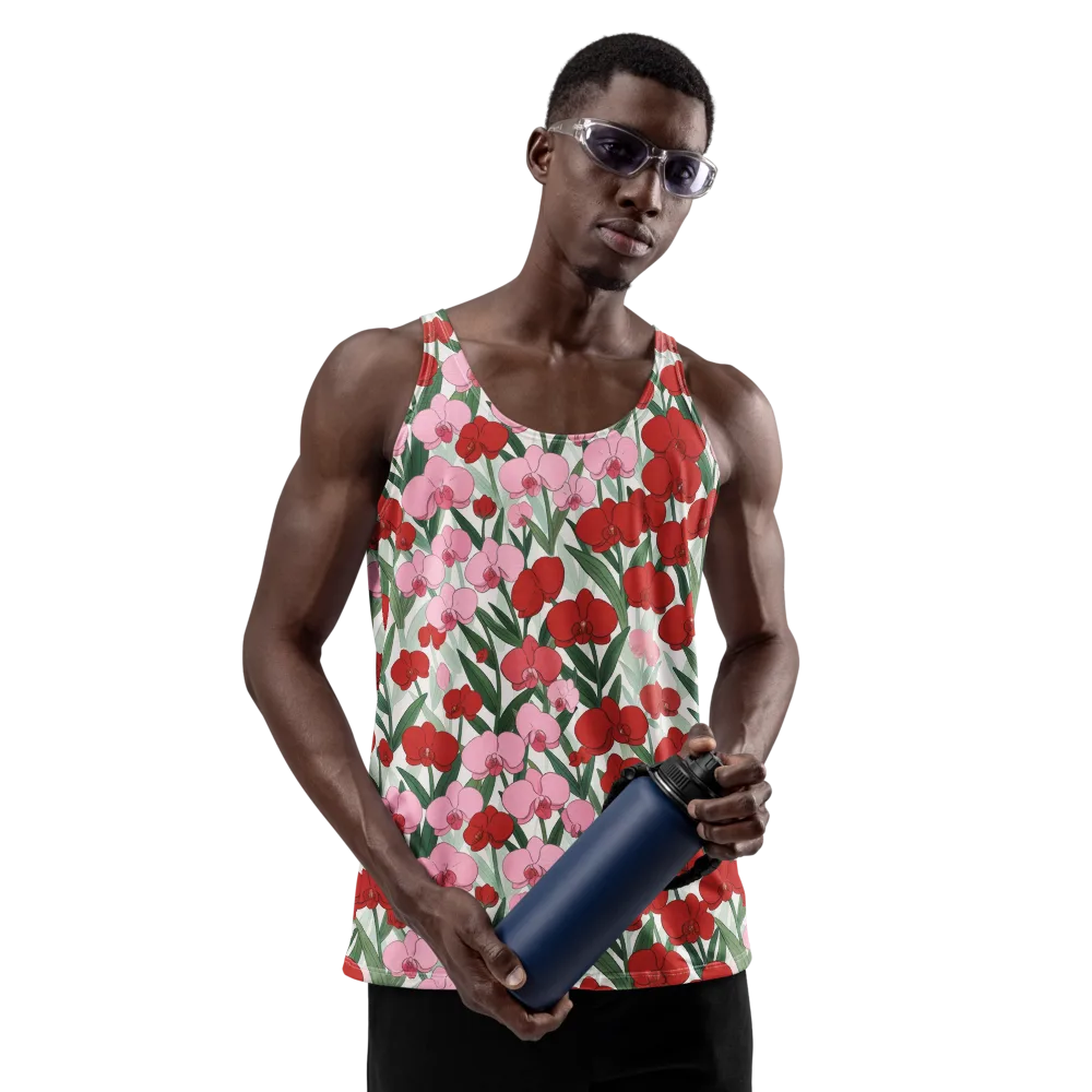 Crimson Orchid Garden on Men's Tank Top — Front
