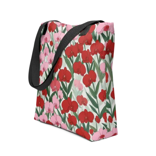 Crimson Orchid Garden on a Tote Bag