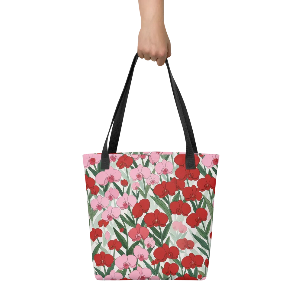 Crimson Orchid Garden on Tote Bag — Front