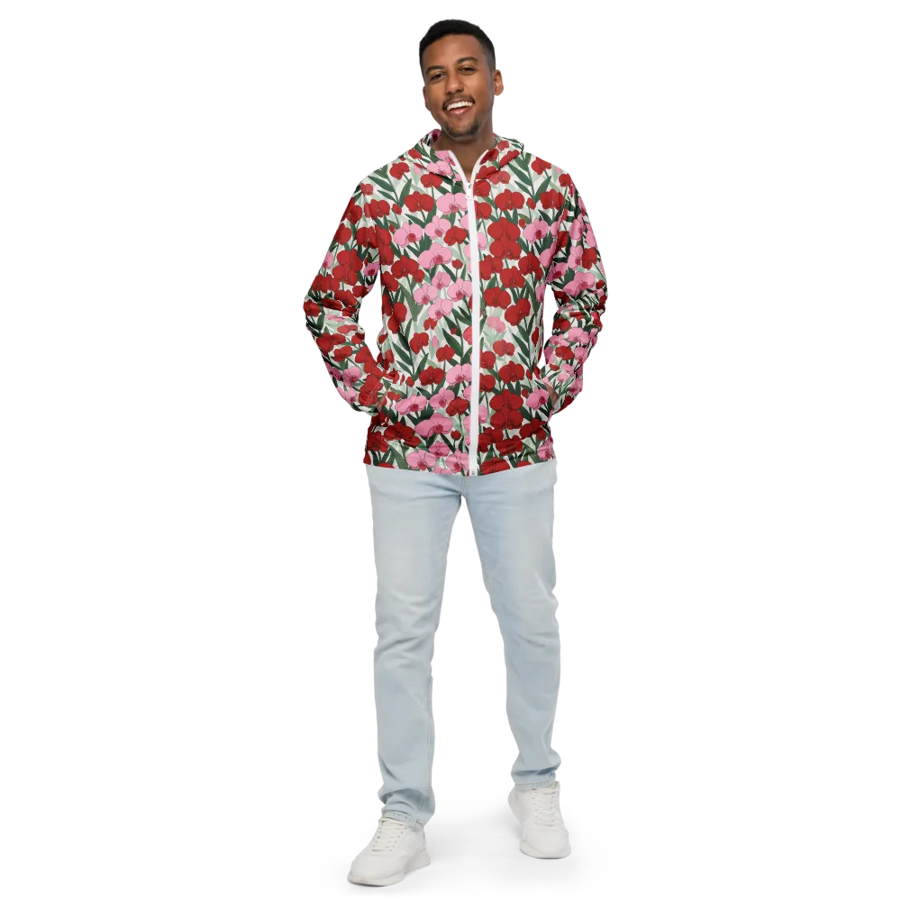 Crimson Orchid Garden on Men's Windbreaker — Front