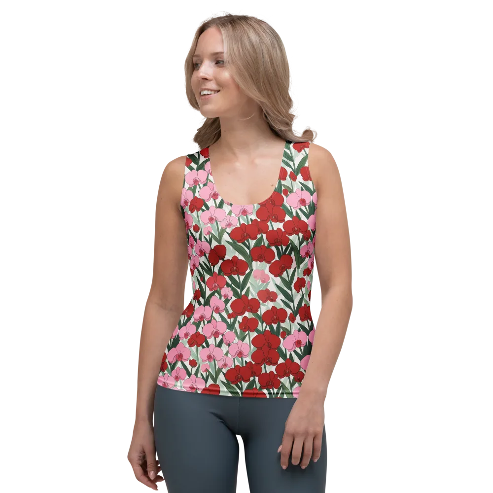 Crimson Orchid Garden on Women's Tank Top — Front