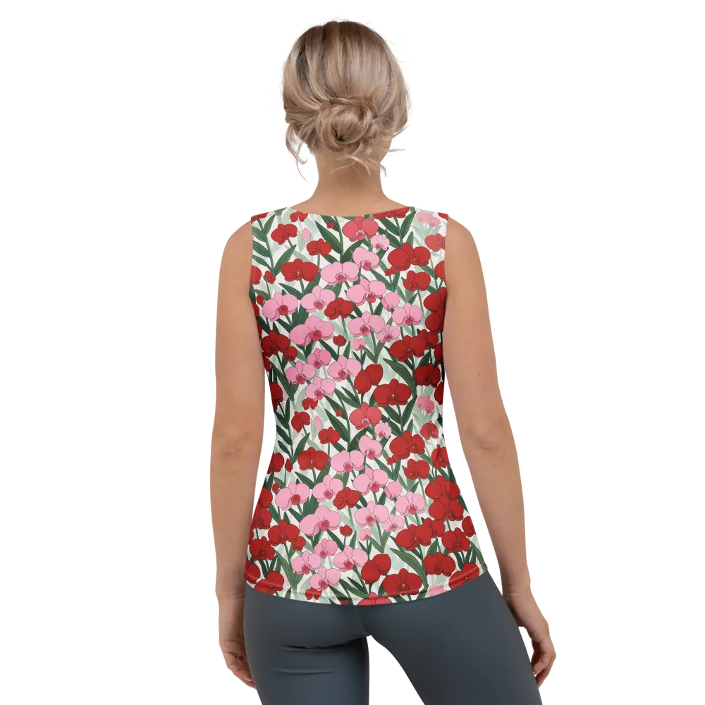 Crimson Orchid Garden on Women's Tank Top — Back