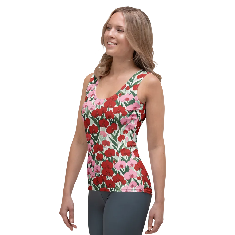 Crimson Orchid Garden on Women's Tank Top — Left Front
