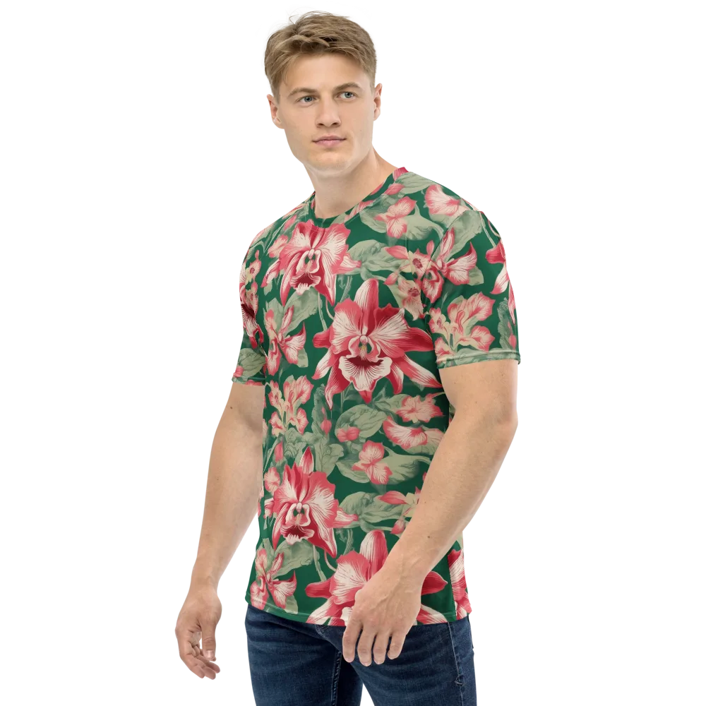 Verdant Bloom on Men's Crew Neck T-Shirt — Left
