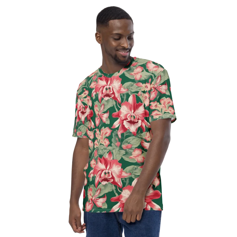 Verdant Bloom on Men's Crew Neck T-Shirt — Left