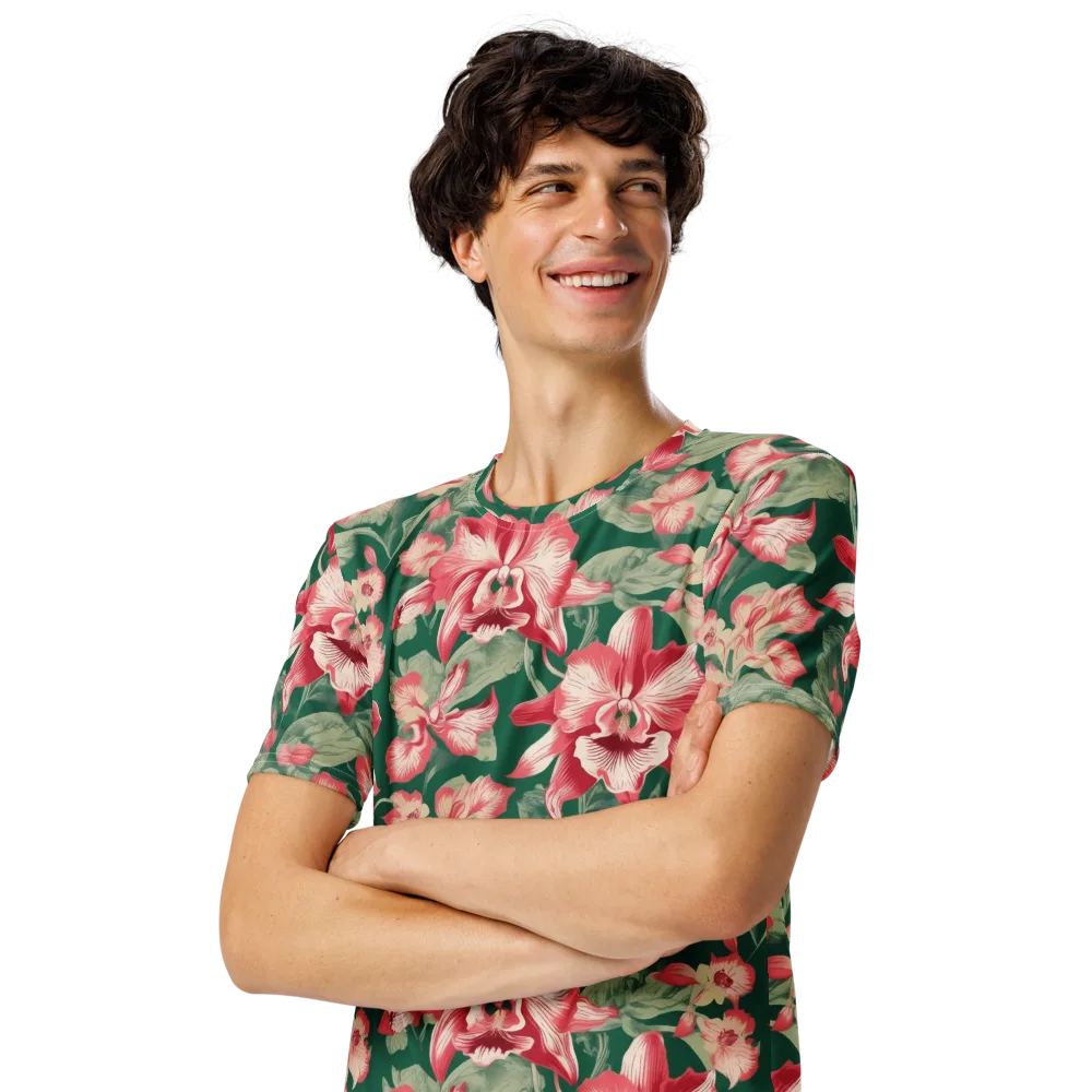 Verdant Bloom on Men's Crew Neck T-Shirt — Left Front