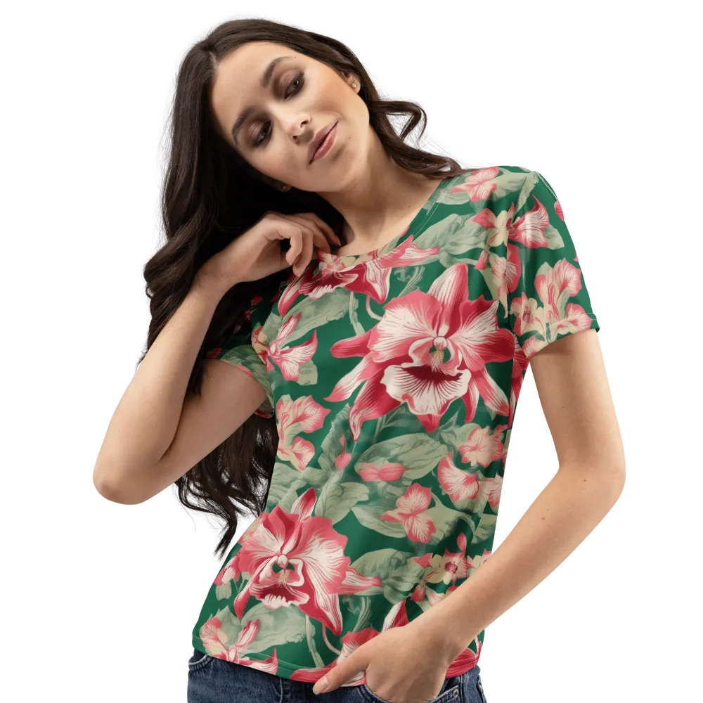 Verdant Bloom on Women's Crew Neck T-Shirt — Left Front