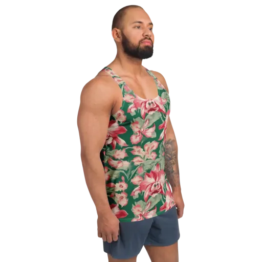 Verdant Bloom on a Men's Tank Top