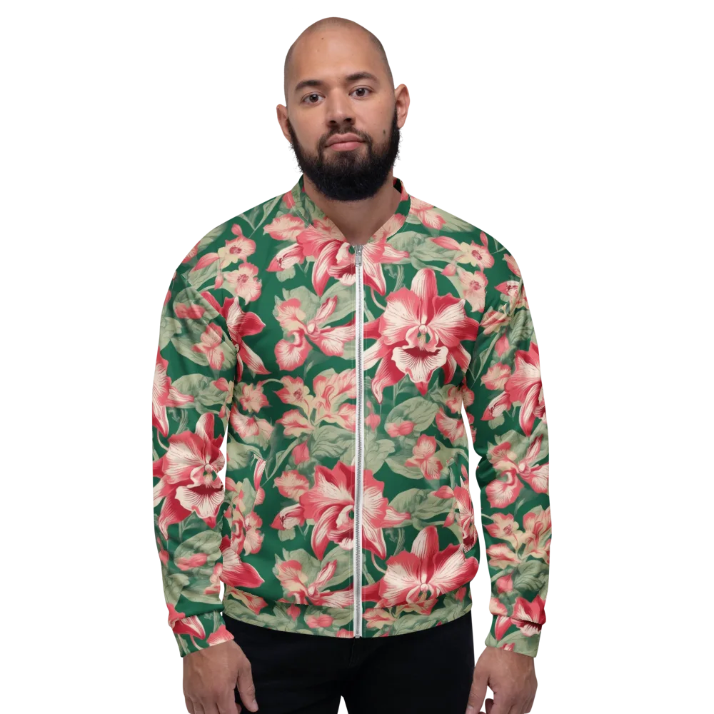 Verdant Bloom on Bomber Jacket — Front