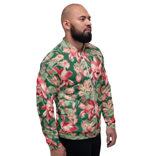 Verdant Bloom on a Bomber Jacket