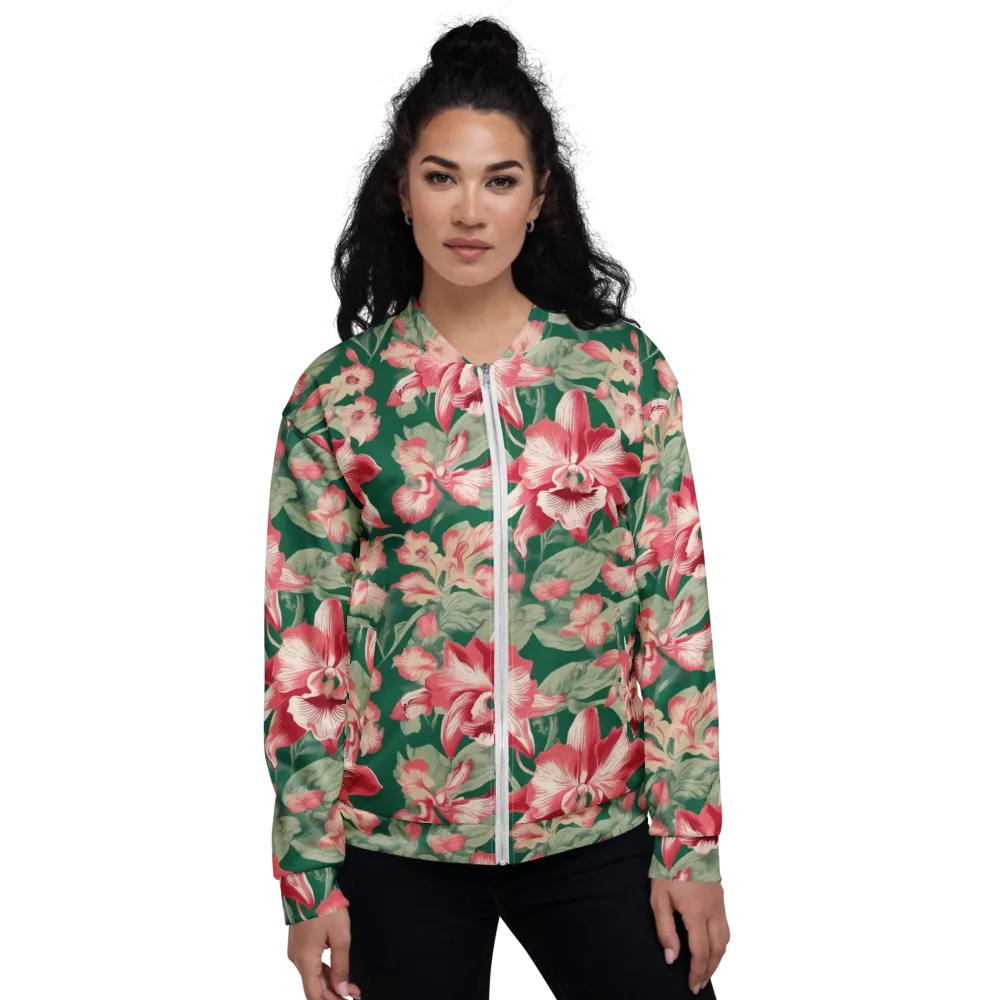 Verdant Bloom on Bomber Jacket — Front