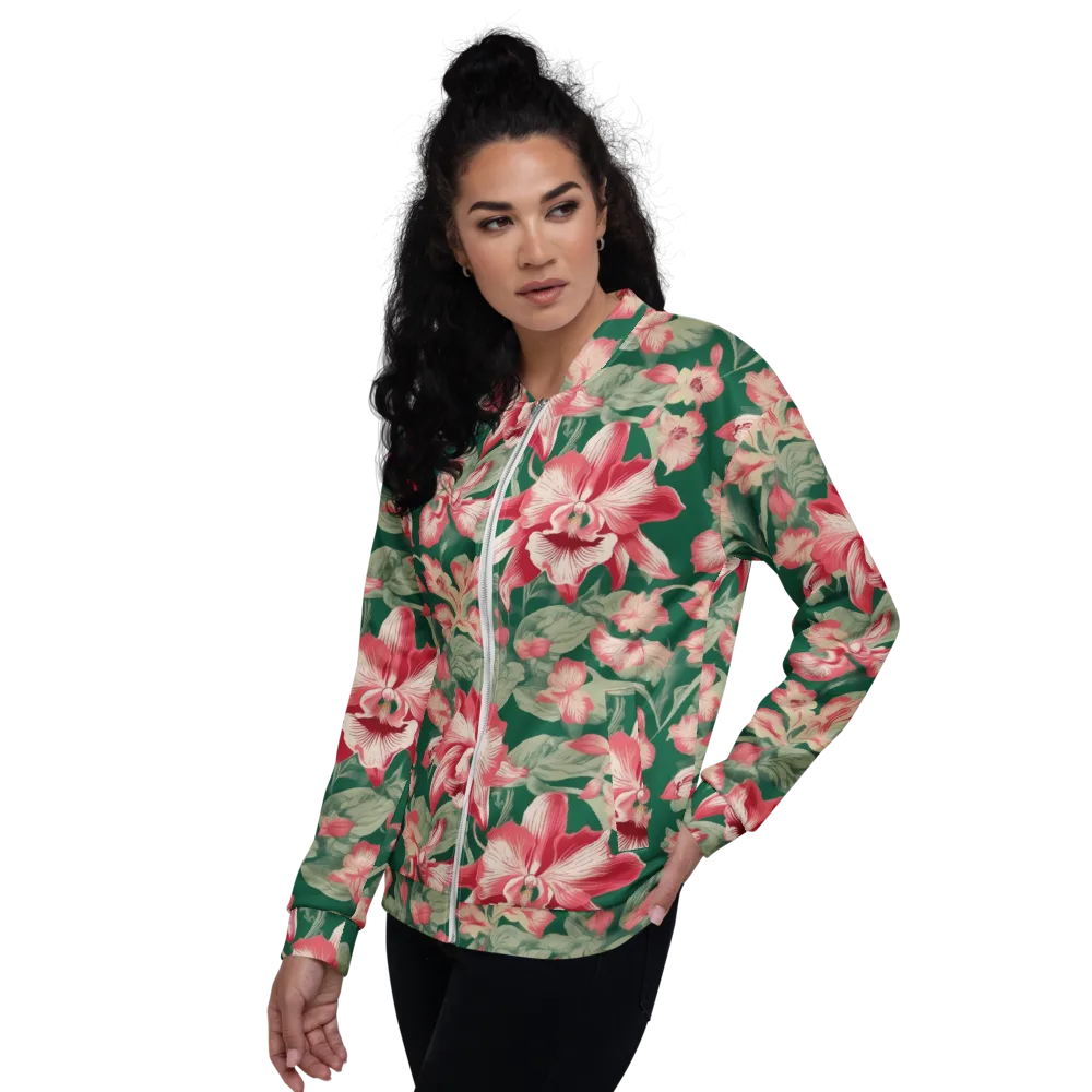 Verdant Bloom on Bomber Jacket — Left