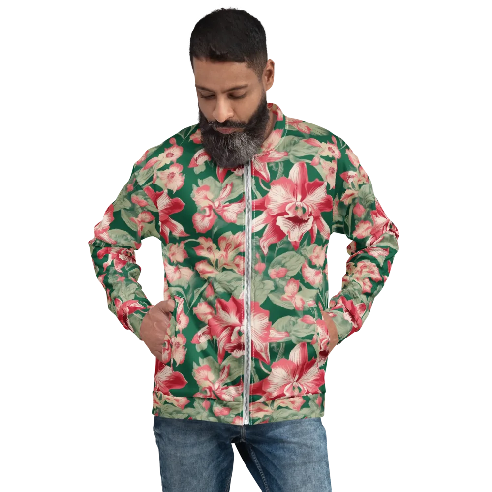 Verdant Bloom on Bomber Jacket — Front