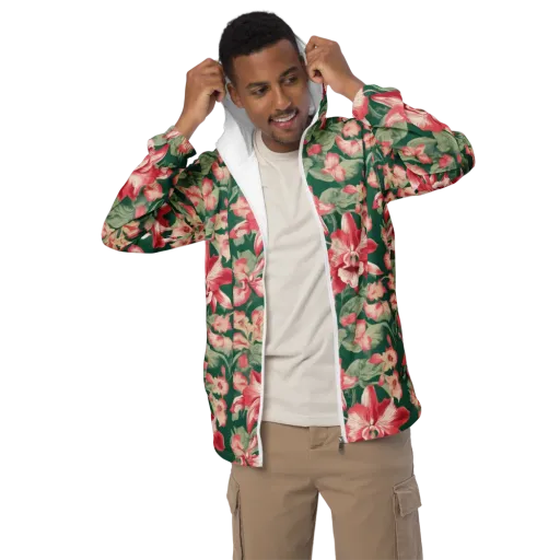 Verdant Bloom on a Men's Windbreaker