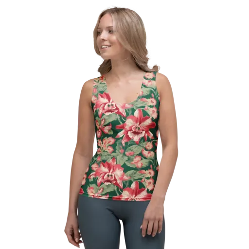 Verdant Bloom on a Women's Tank Top