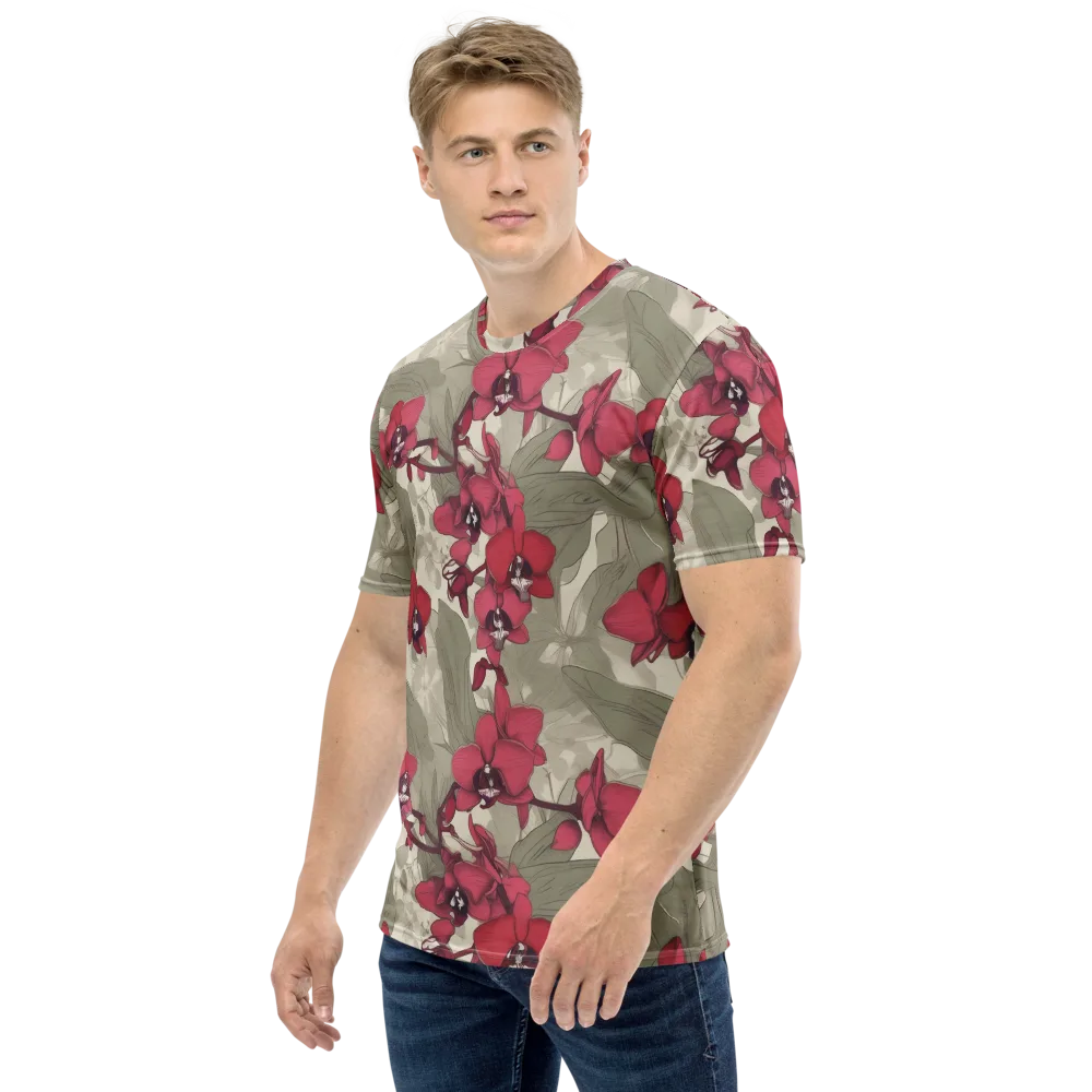 Orchid Nocturne on Men's Crew Neck T-Shirt — Left