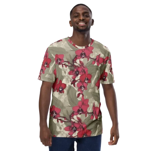 Orchid Nocturne on a Men's Crew Neck T-Shirt