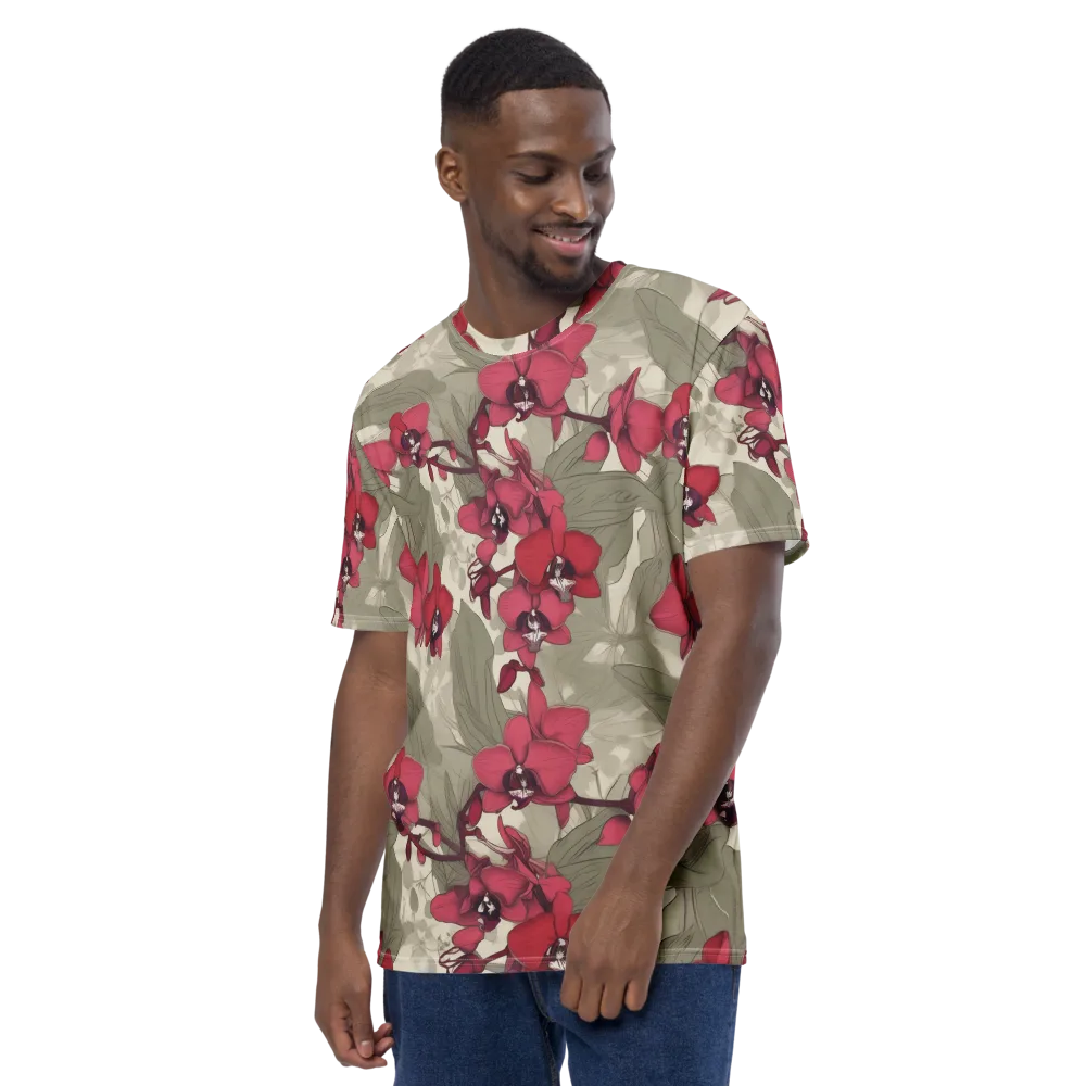 Orchid Nocturne on Men's Crew Neck T-Shirt — Left