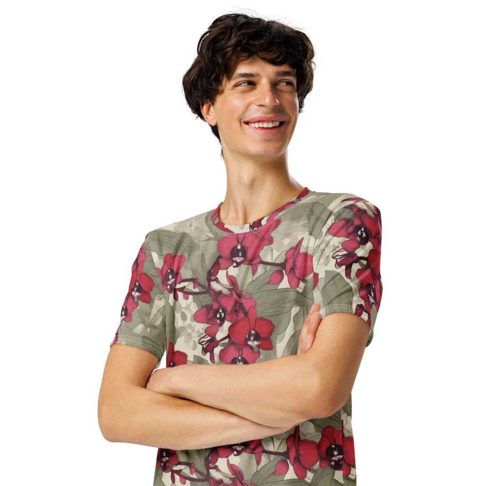Orchid Nocturne on Men's Crew Neck T-Shirt — Left Front