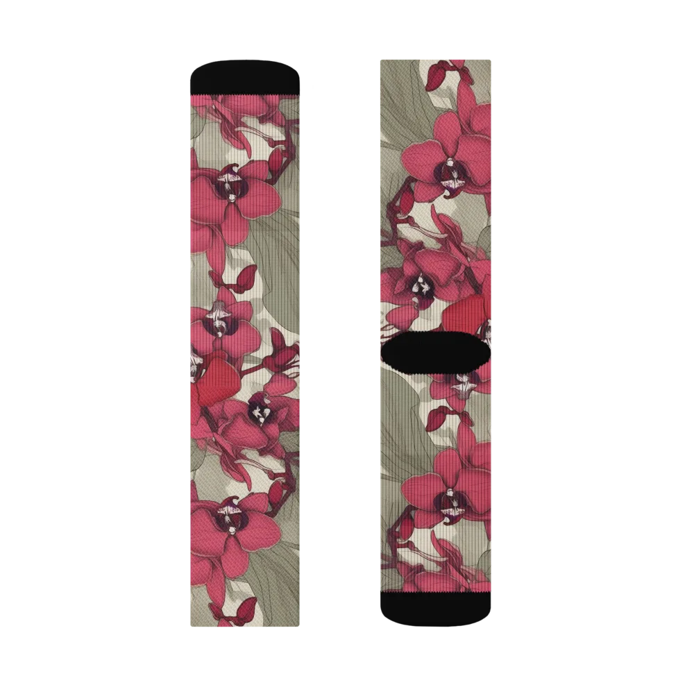 Orchid Nocturne on Socks — Left Sock
