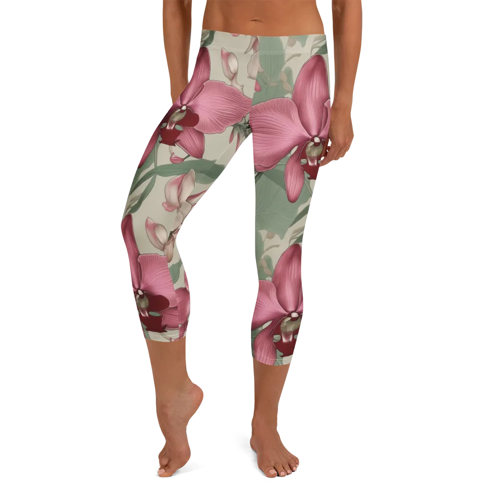 Orchid Herbarium on Capri Leggings — Front