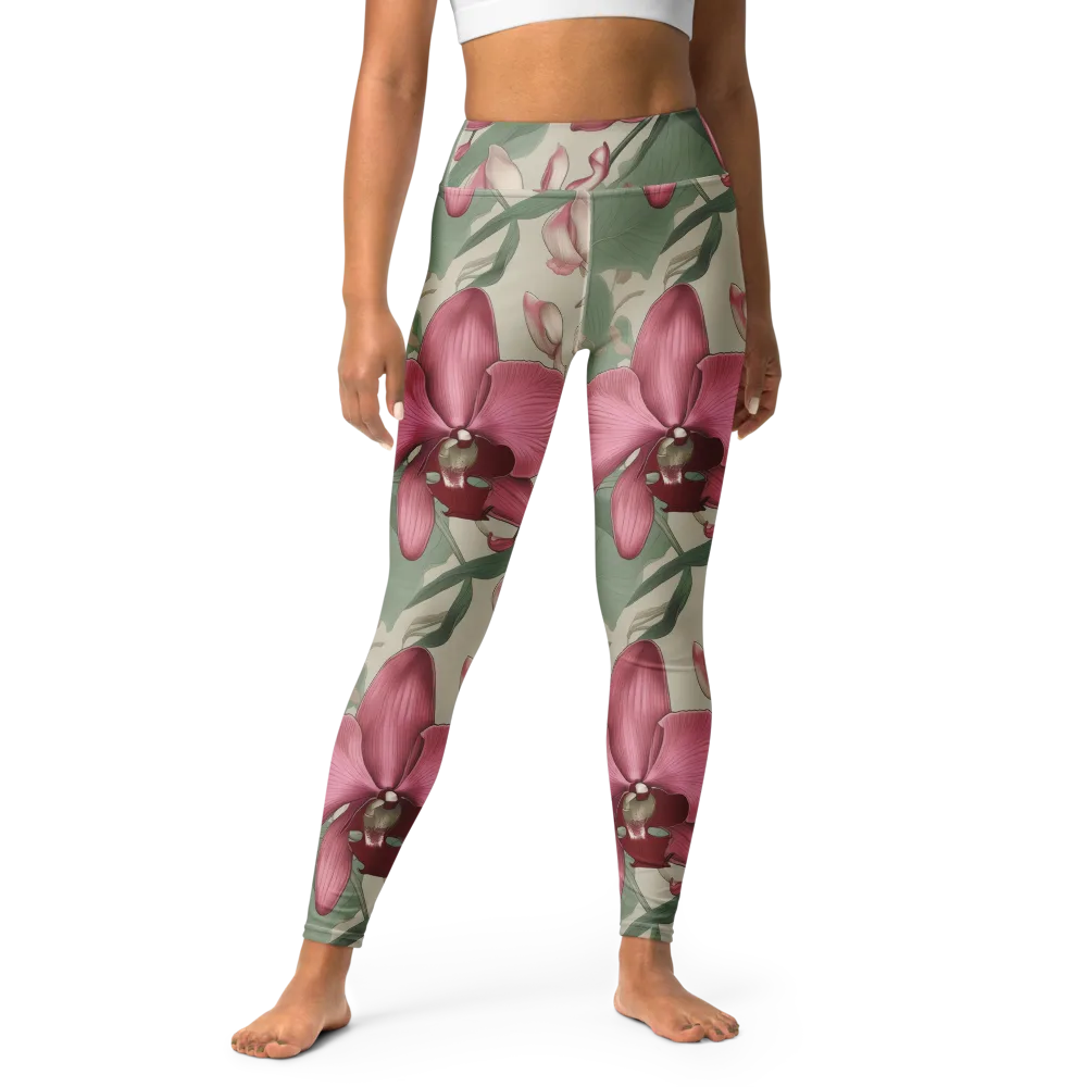 Orchid Herbarium on Yoga Leggings — Front