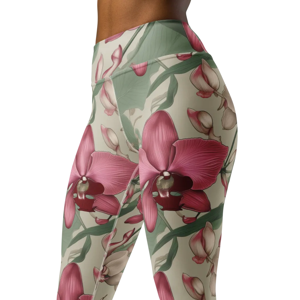 Orchid Herbarium on Yoga Leggings — Left Front