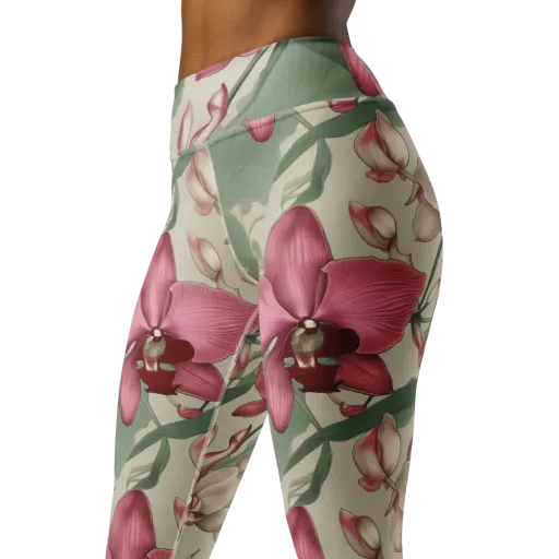 Orchid Herbarium on a Yoga Leggings