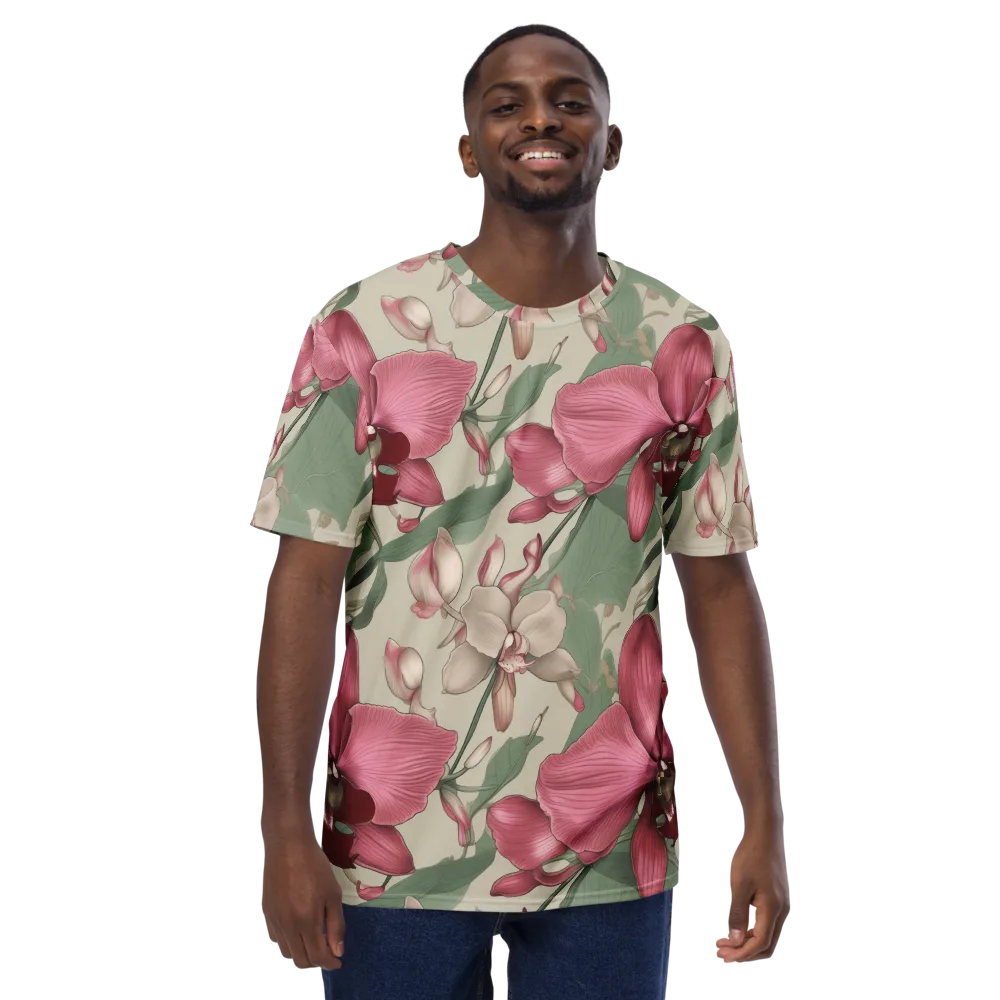 Orchid Herbarium on Men's Crew Neck T-Shirt — Front
