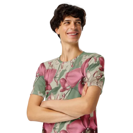 Orchid Herbarium on a Men's Crew Neck T-Shirt