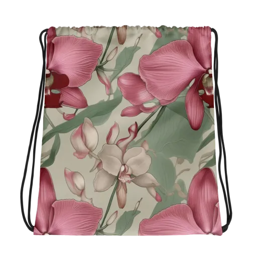 Orchid Herbarium on a Drawstring Bag