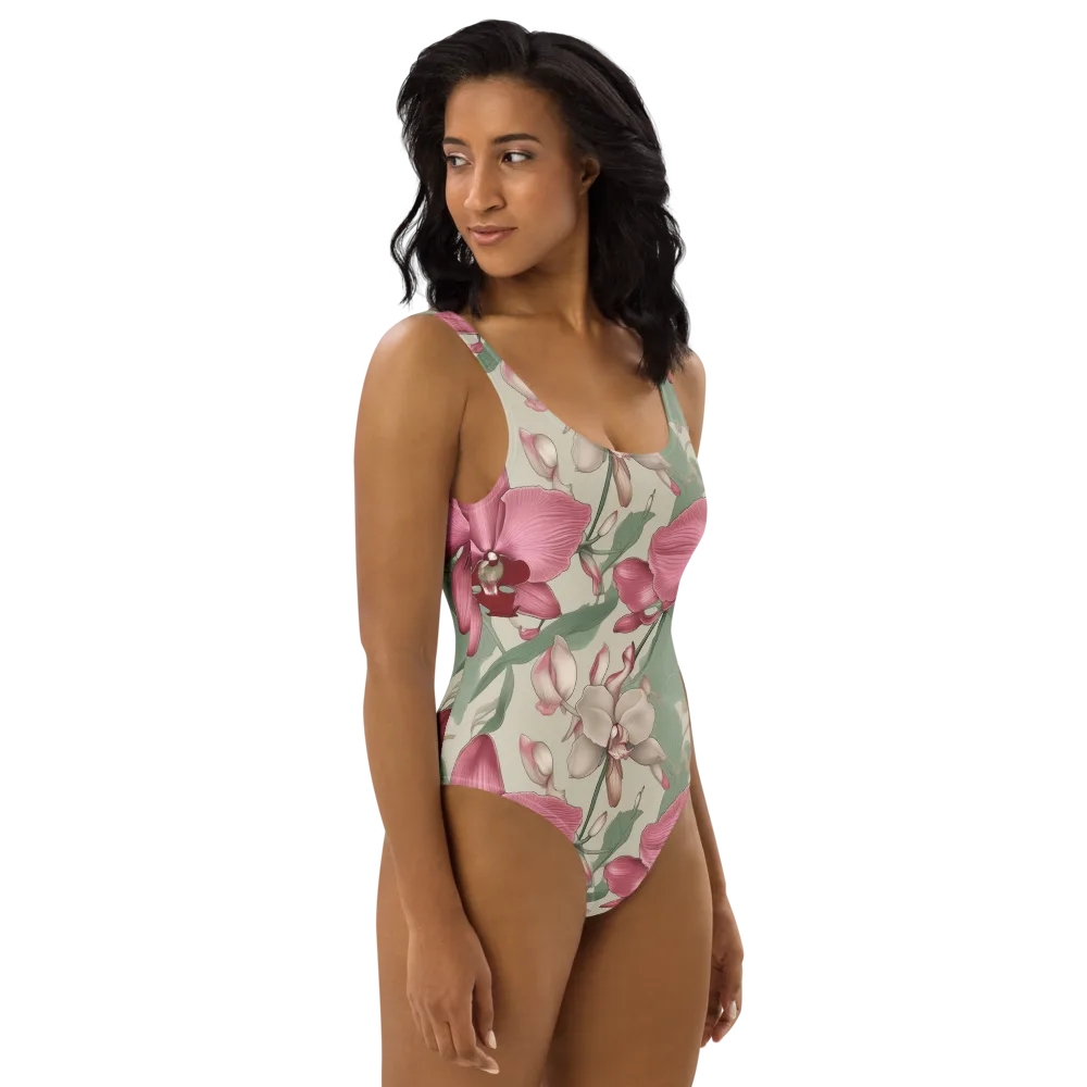 Orchid Herbarium on One-Piece Swimsuit — Right