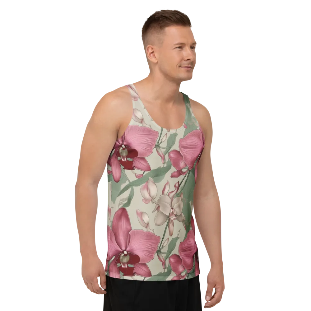 Orchid Herbarium on Men's Tank Top — Right Front