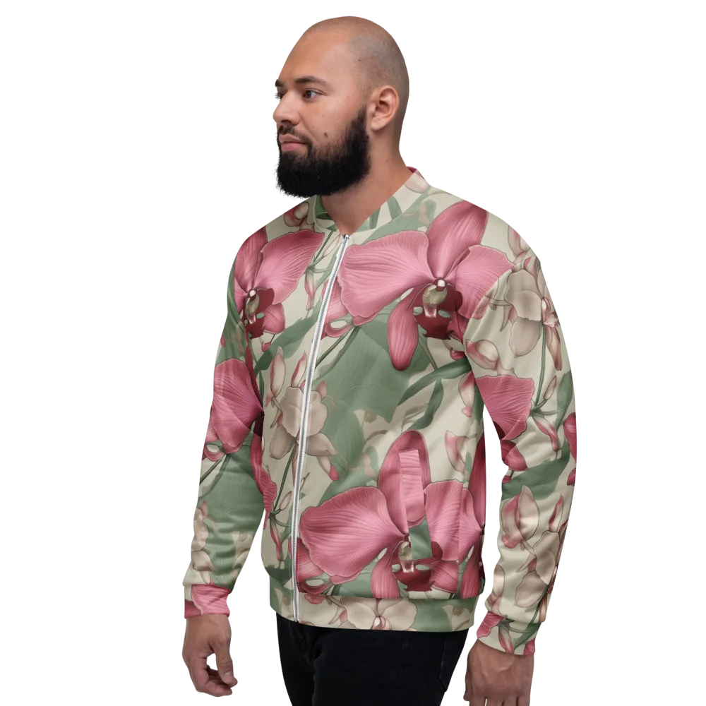 Orchid Herbarium on Bomber Jacket — Left
