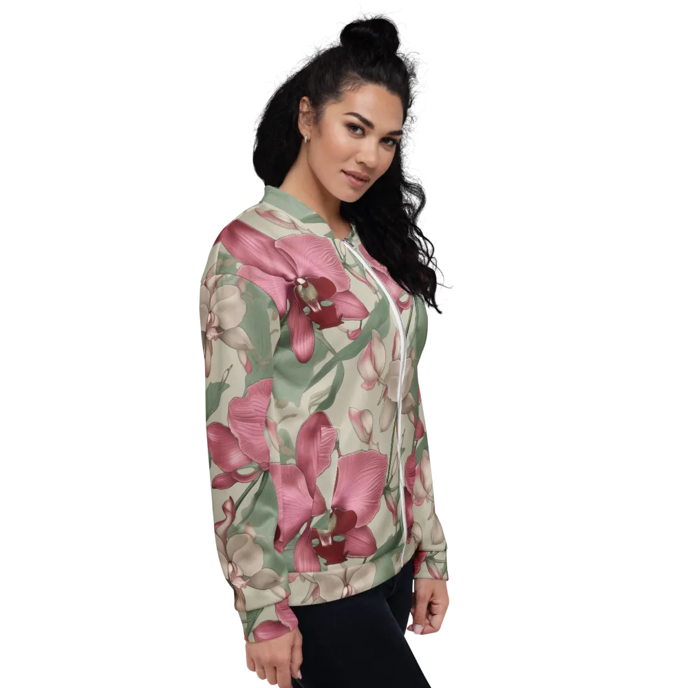 Orchid Herbarium on Bomber Jacket — Right