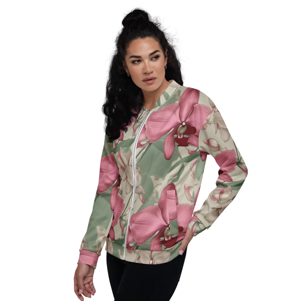 Orchid Herbarium on Bomber Jacket — Left