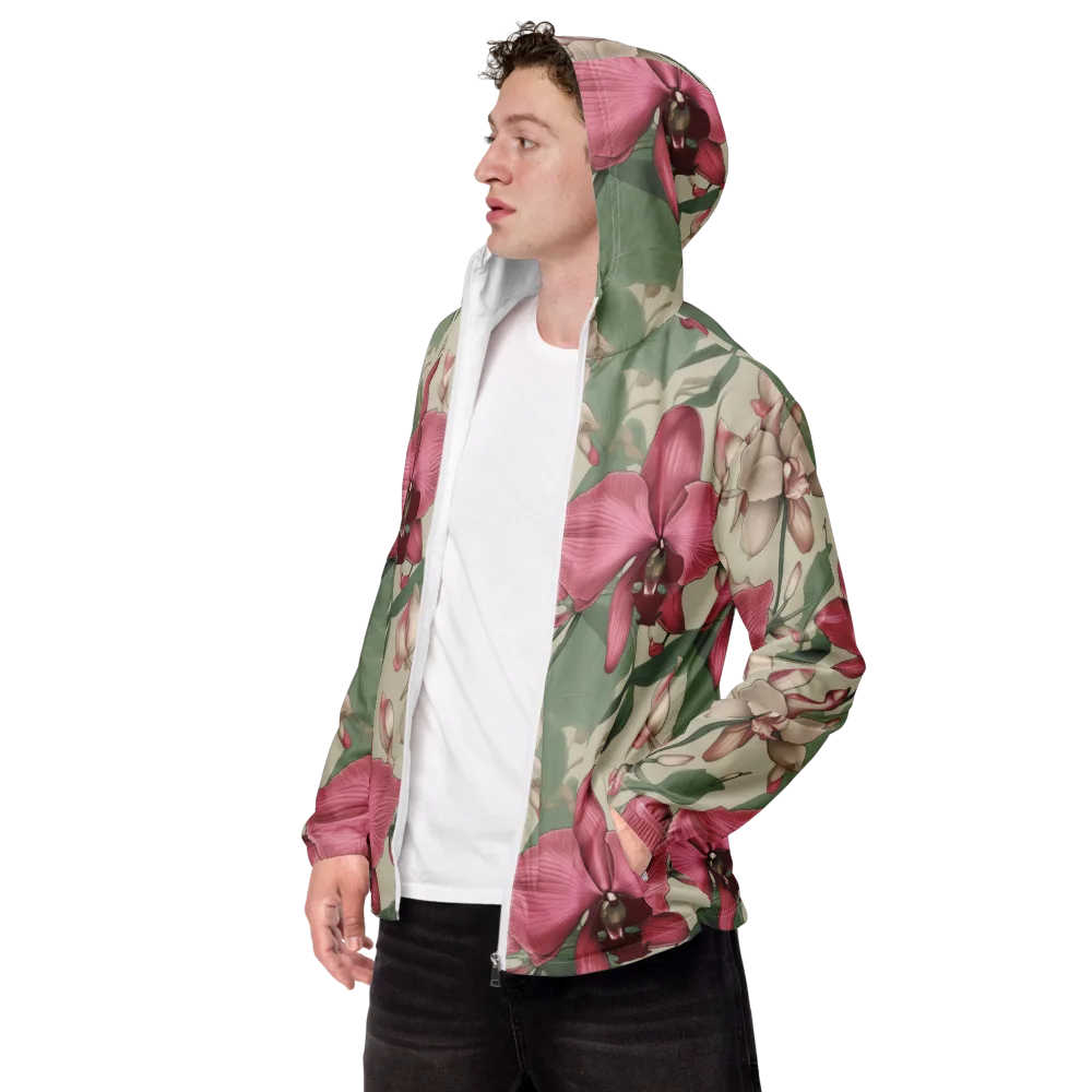 Orchid Herbarium on Men's Windbreaker — Left Front