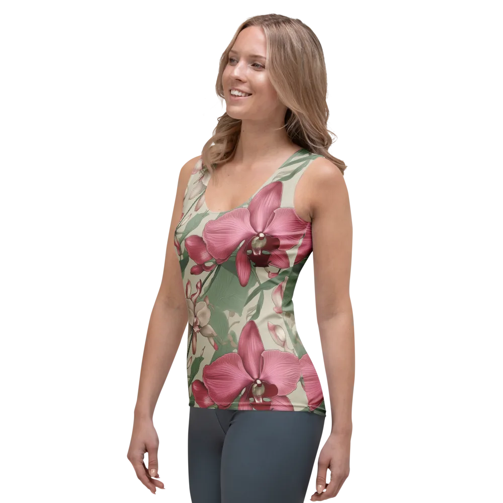 Orchid Herbarium on Women's Tank Top — Left Front