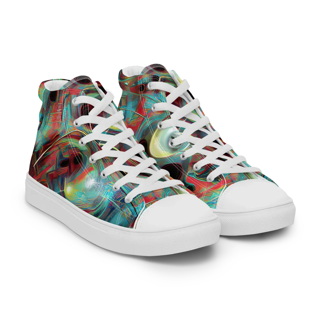 Dreamwave on Men's High Top Canvas Shoes — Right Front
