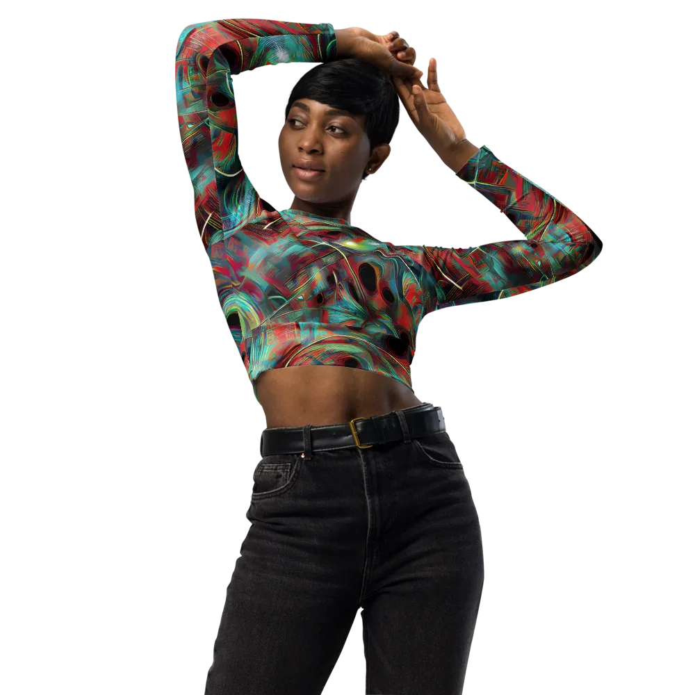 Dreamwave on Long Sleeve Crop Top — Front
