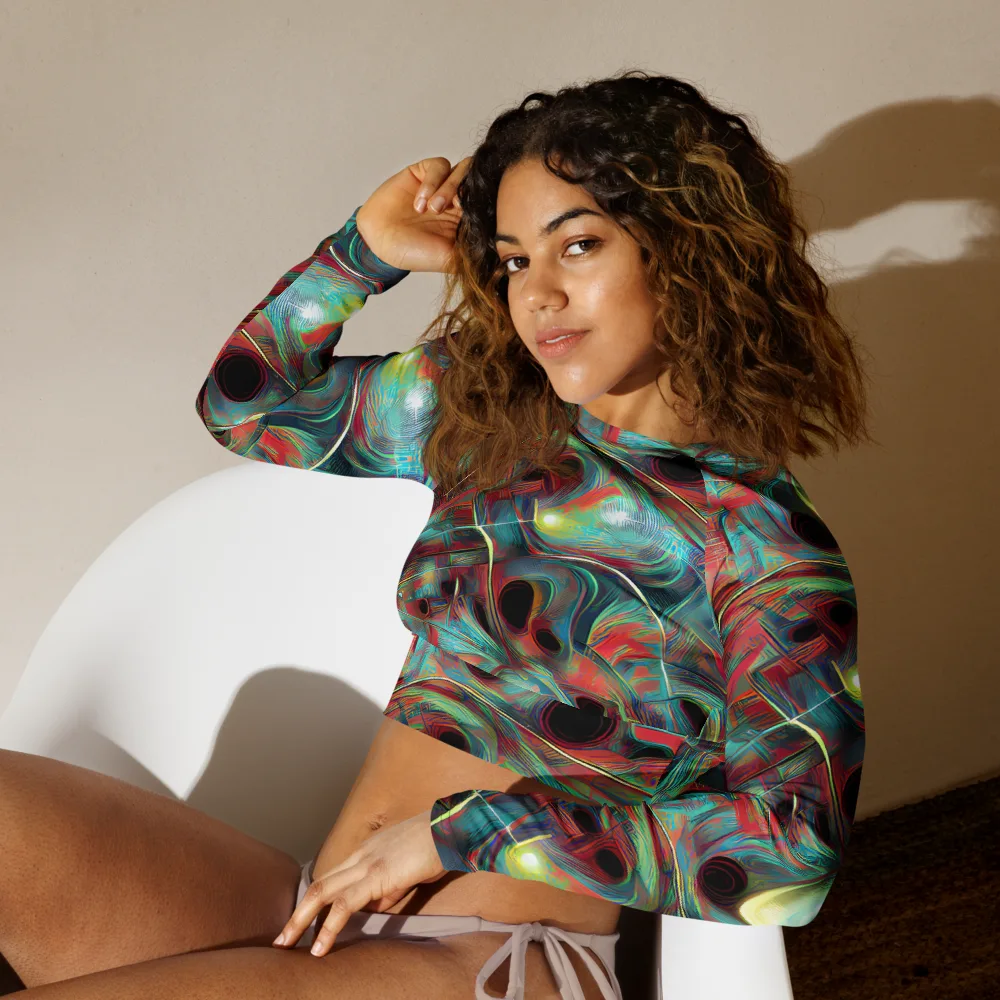 Dreamwave on Long Sleeve Crop Top — Left Front