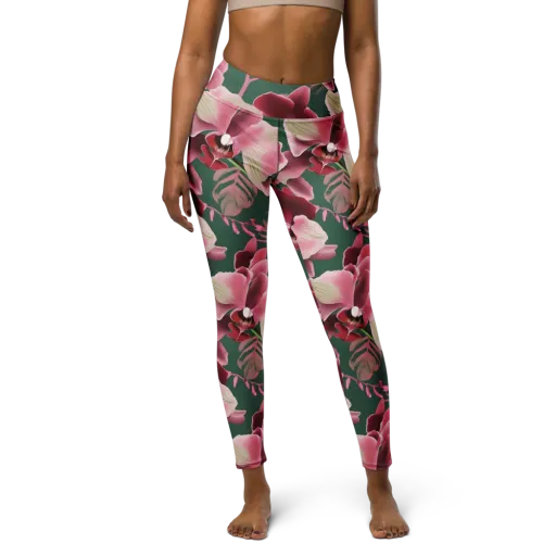 Jade Orchid Garden on a Yoga Leggings