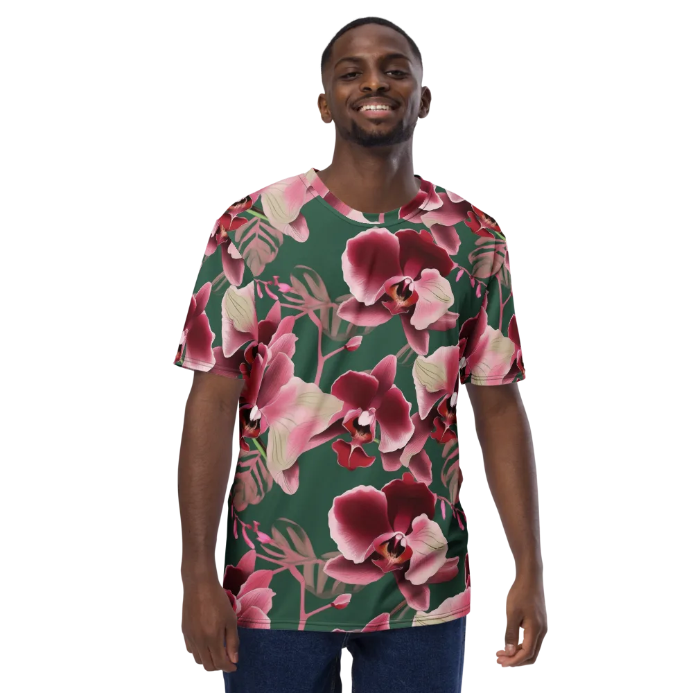 Jade Orchid Garden on Men's Crew Neck T-Shirt — Front