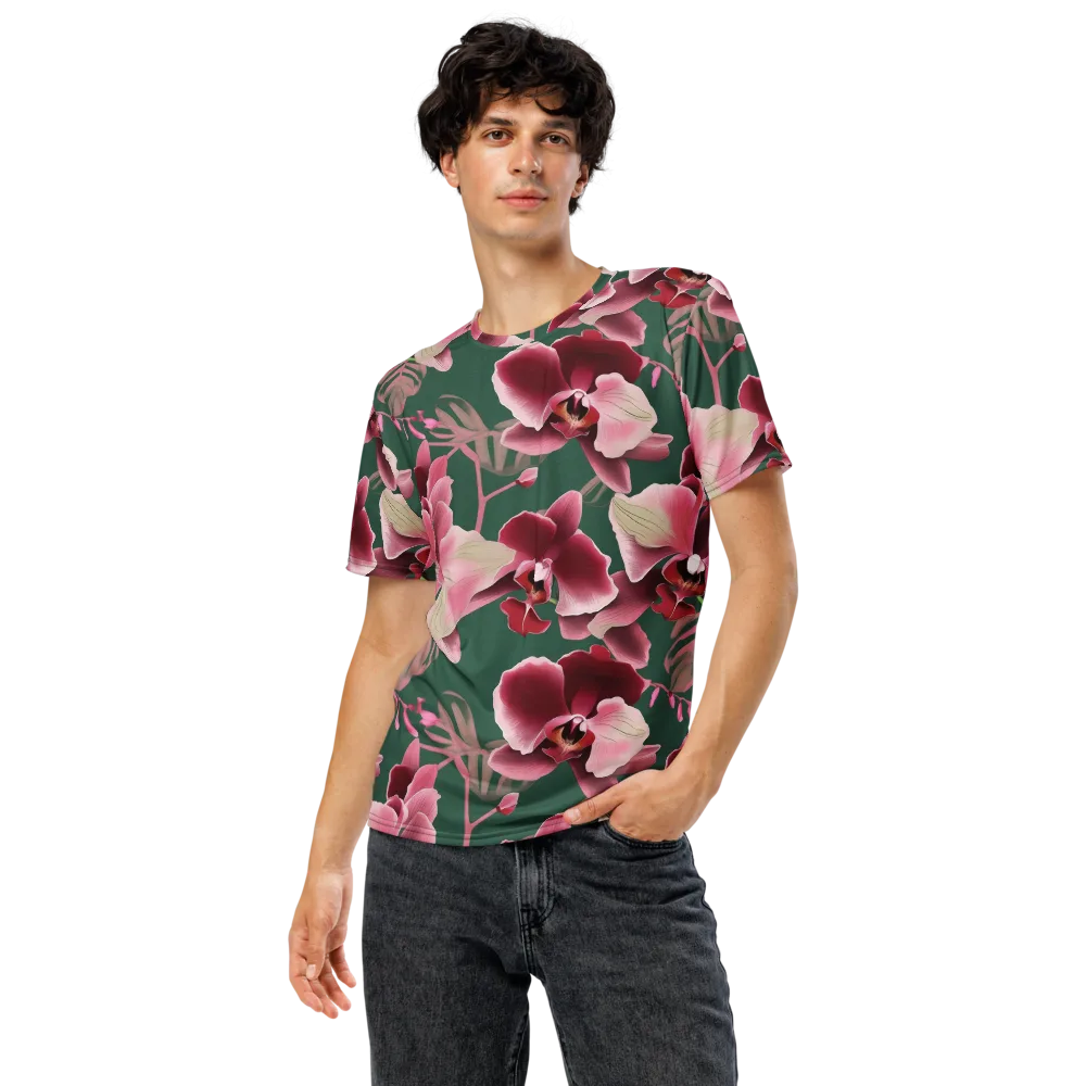 Jade Orchid Garden on Men's Crew Neck T-Shirt — Front